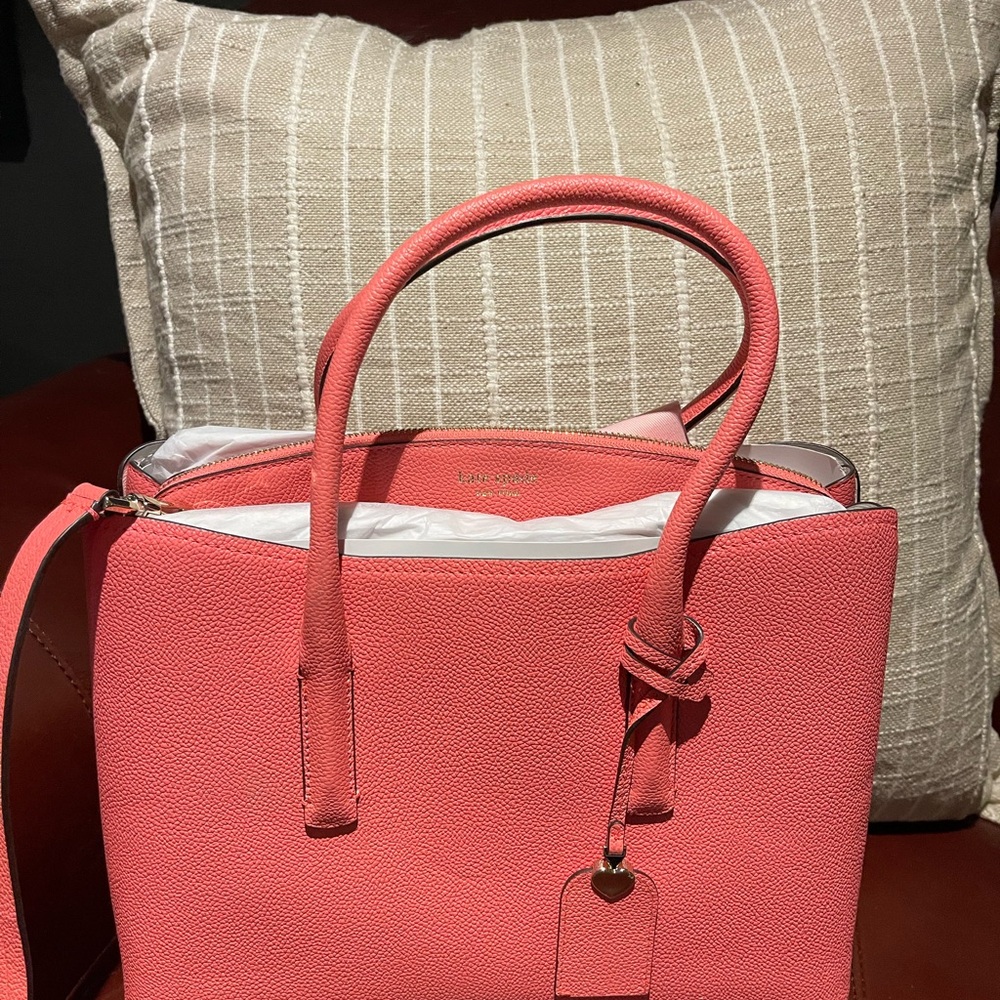 Kate Spade Coral Leather Margaux satchel